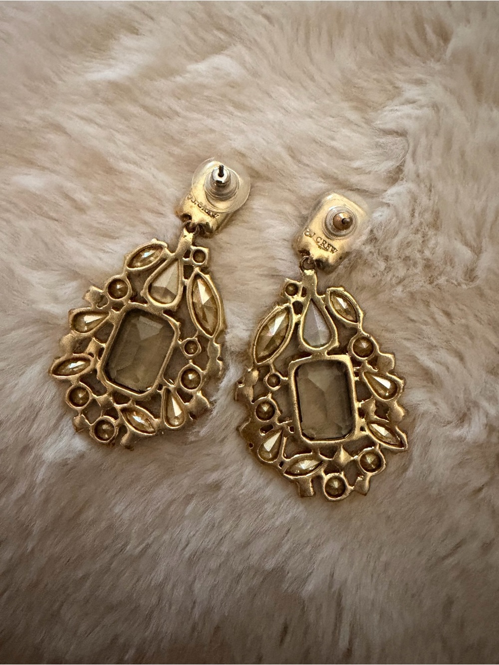 J. Crew Gold-Tone Smoky Crystal Teardrop Earrings - Picture 2 of 2